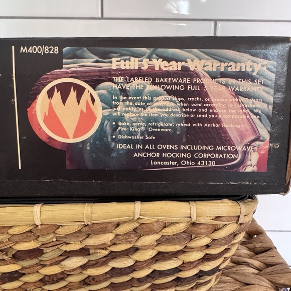 Anchor Hocking Fire King Bakeware Deep Loaf Dish Pan‎ with Basket 5x9 Harvest - Picture 2 of 7